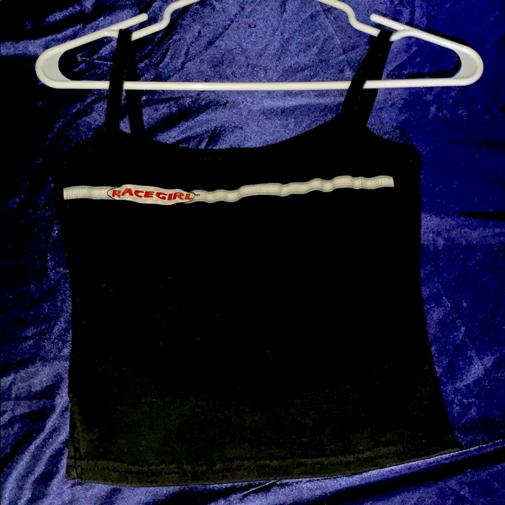 black kinda crop top racer girl tang top
